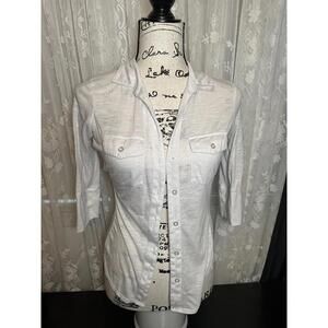 Candie’s White Lightweight Button-Up Shirt – Size S